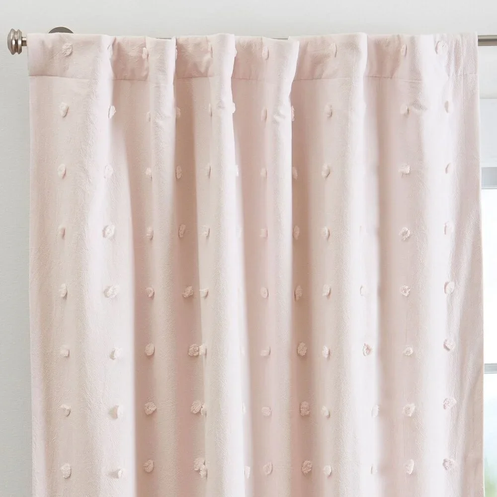 Pottery Barn Tufted Dot Blackout Curtain Window Panel Blush Pink 52
